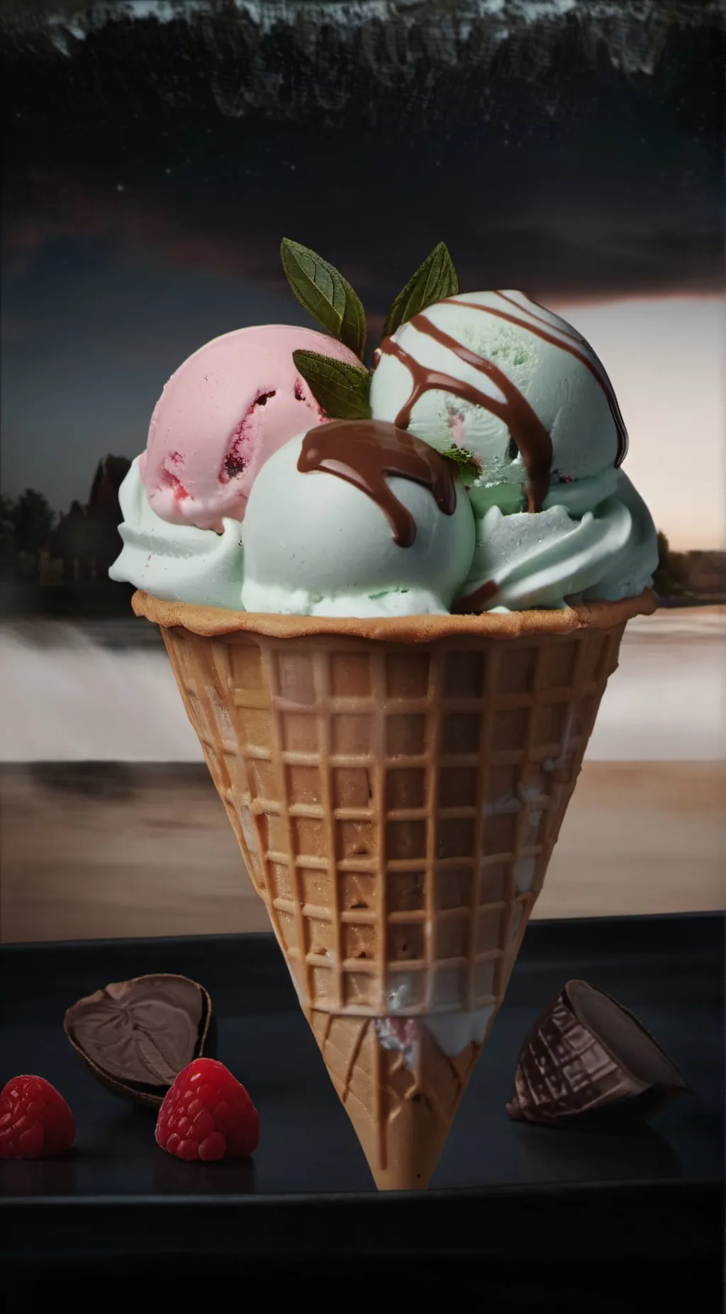 ai character: ice cream  background