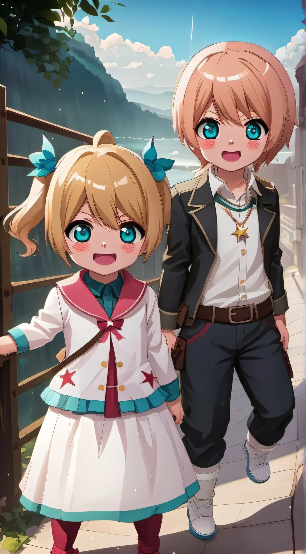 ai character: aqua and ruby! background
