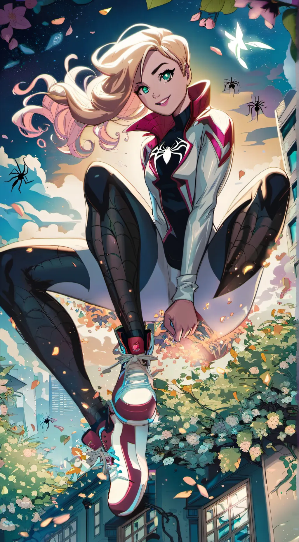 ai character: spider Gwen background