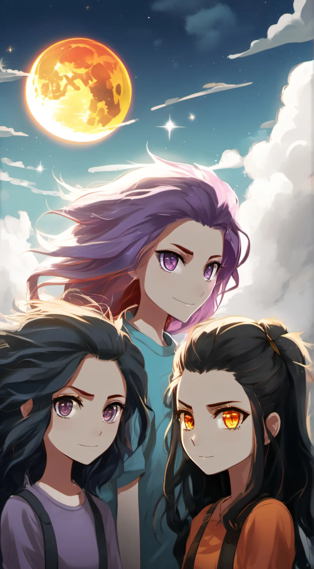 ai character: sky,rose,luna, background