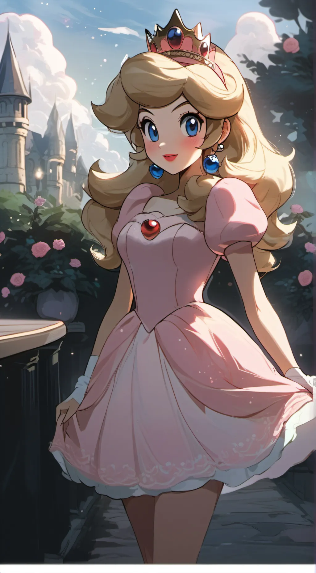 ai character: princess peach  background
