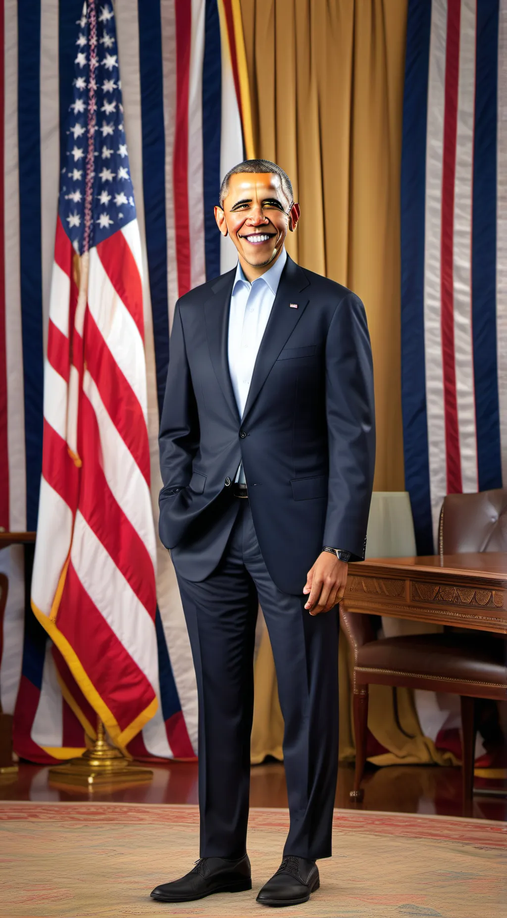 ai character: Barack Obama  background