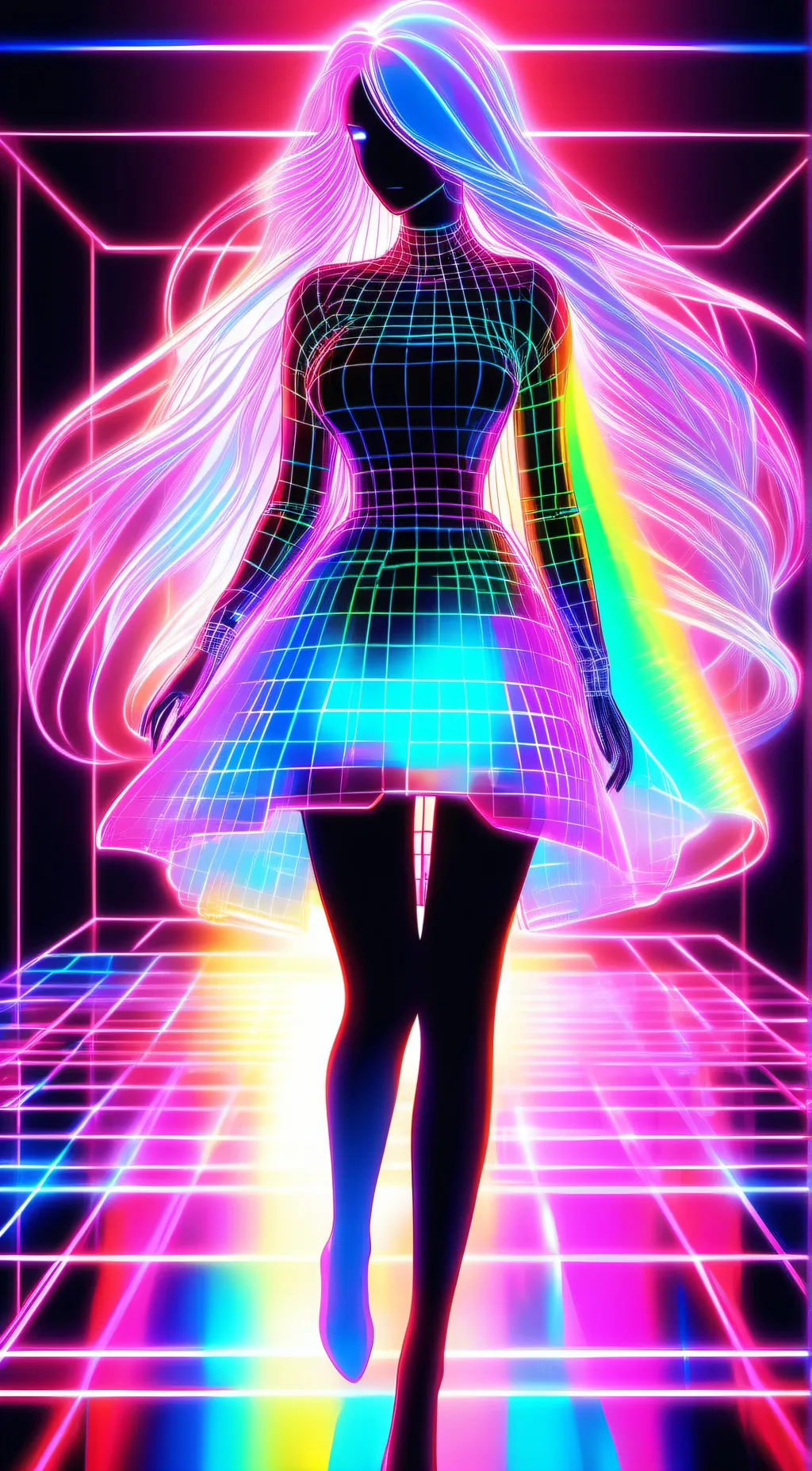 ai character: Neon background