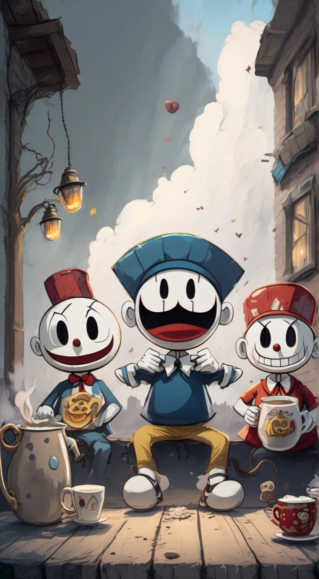 ai character: mugman, Cuphead ad background