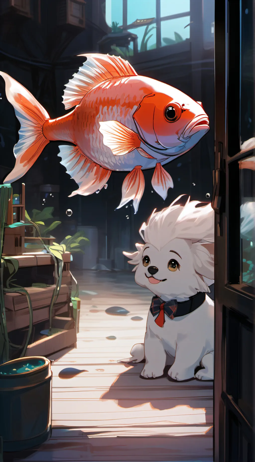 ai character: YOUR PET FISH background