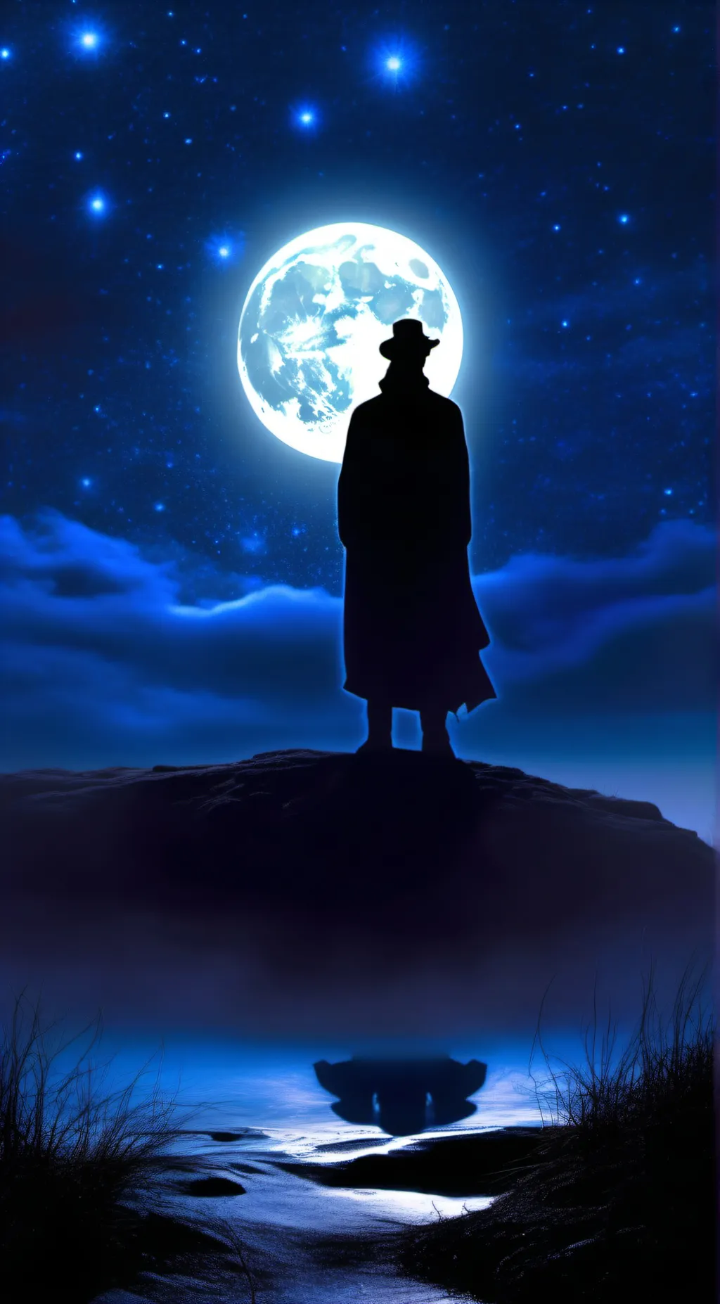ai character: the Glowing moon background