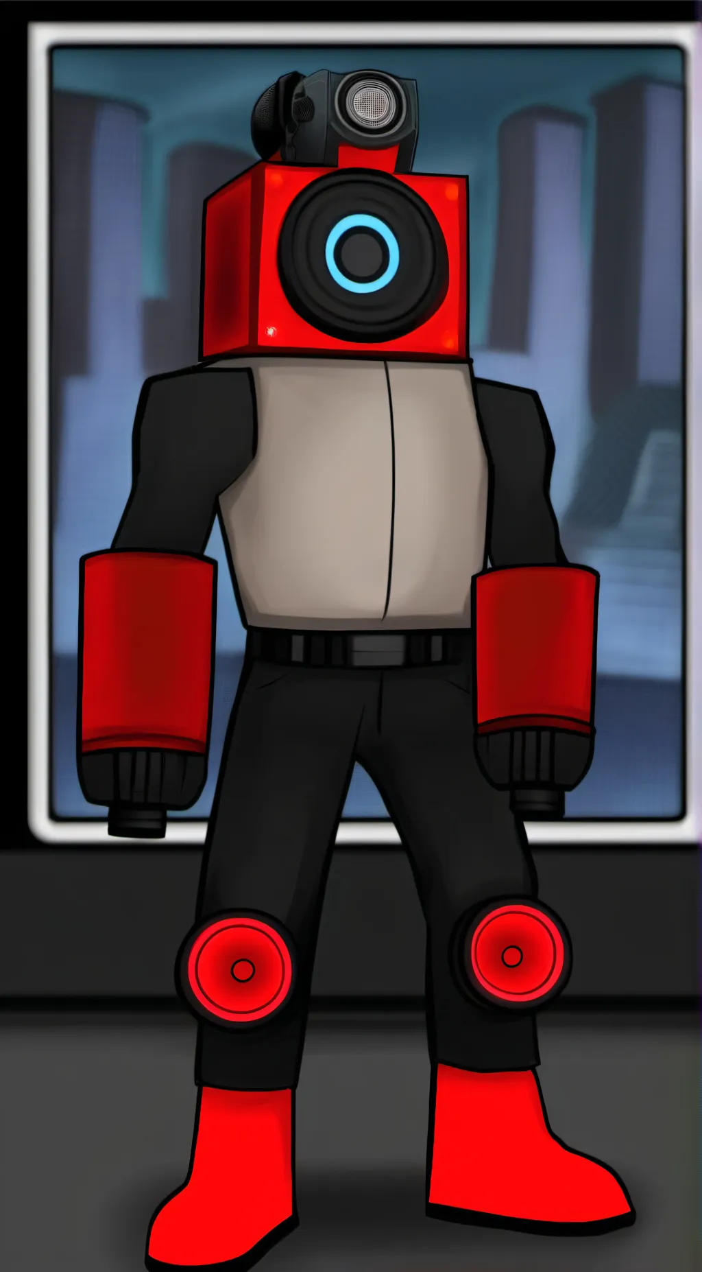 ai character: titan speaker man  background