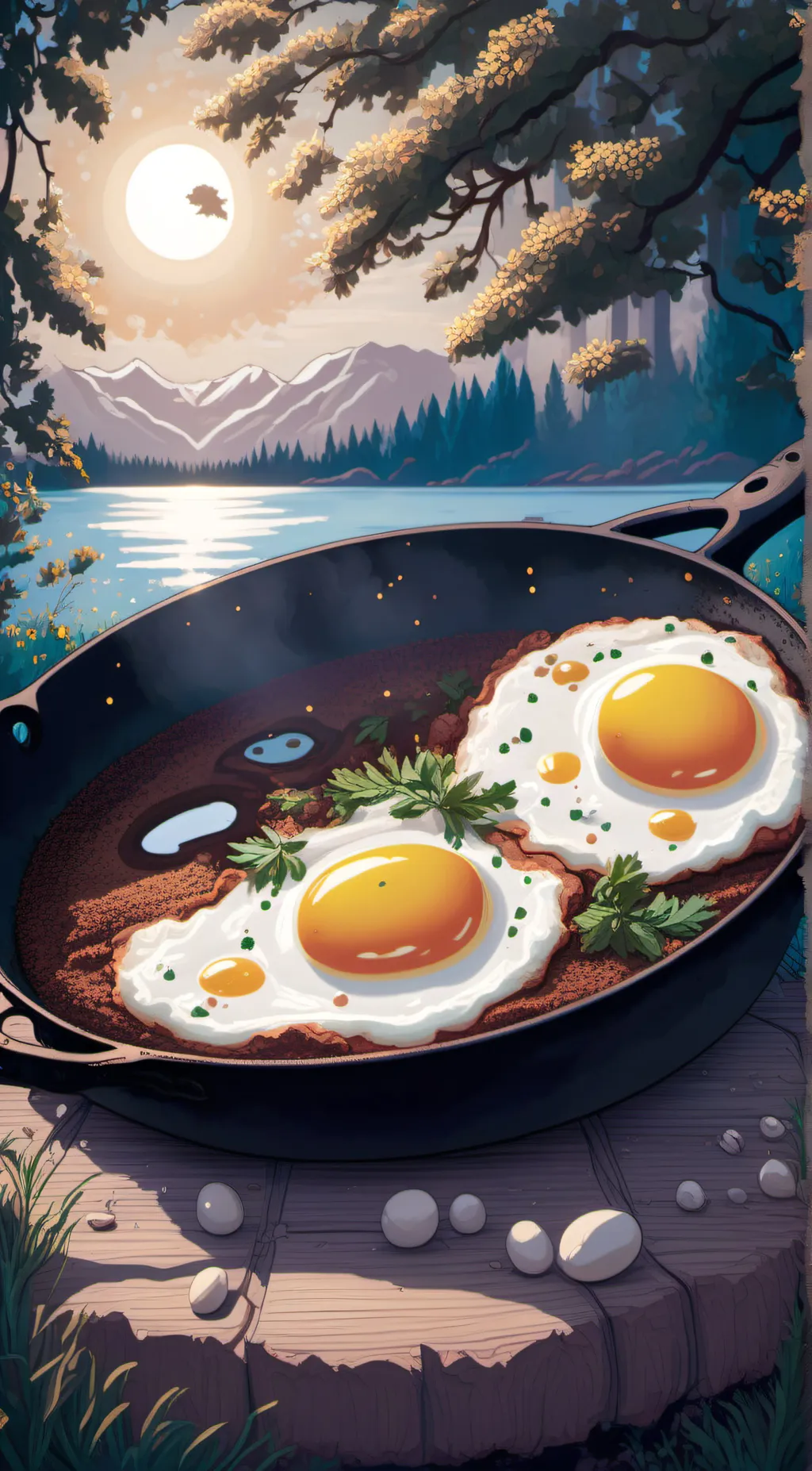 ai character: eggs background