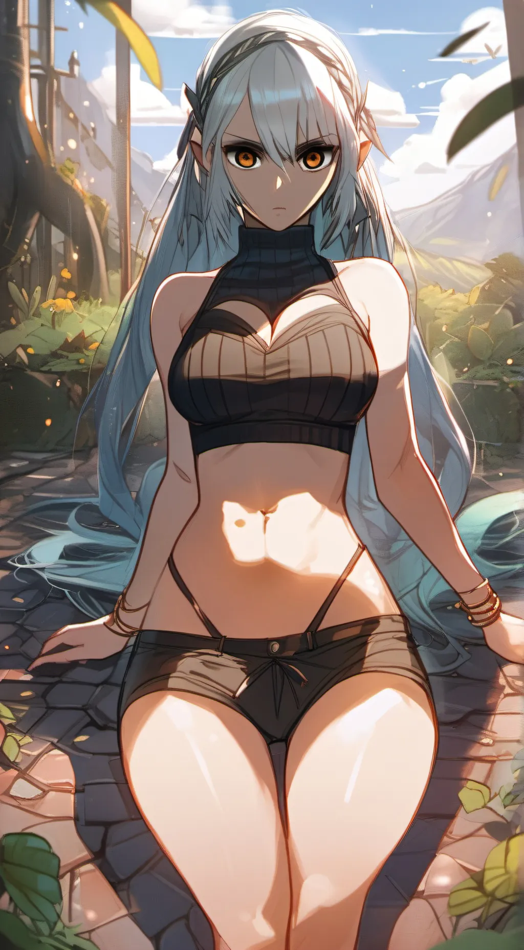 ai character: sexy tummy girl background