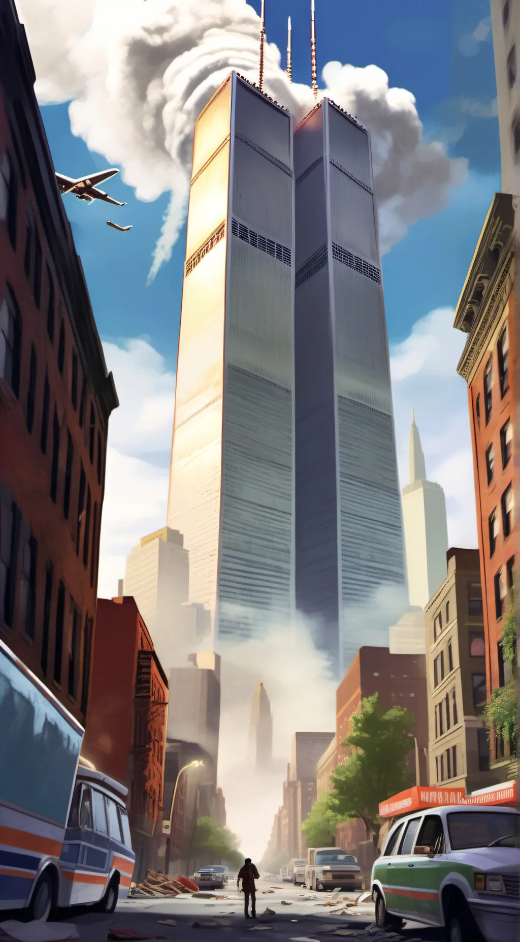 ai character: the twin towers background