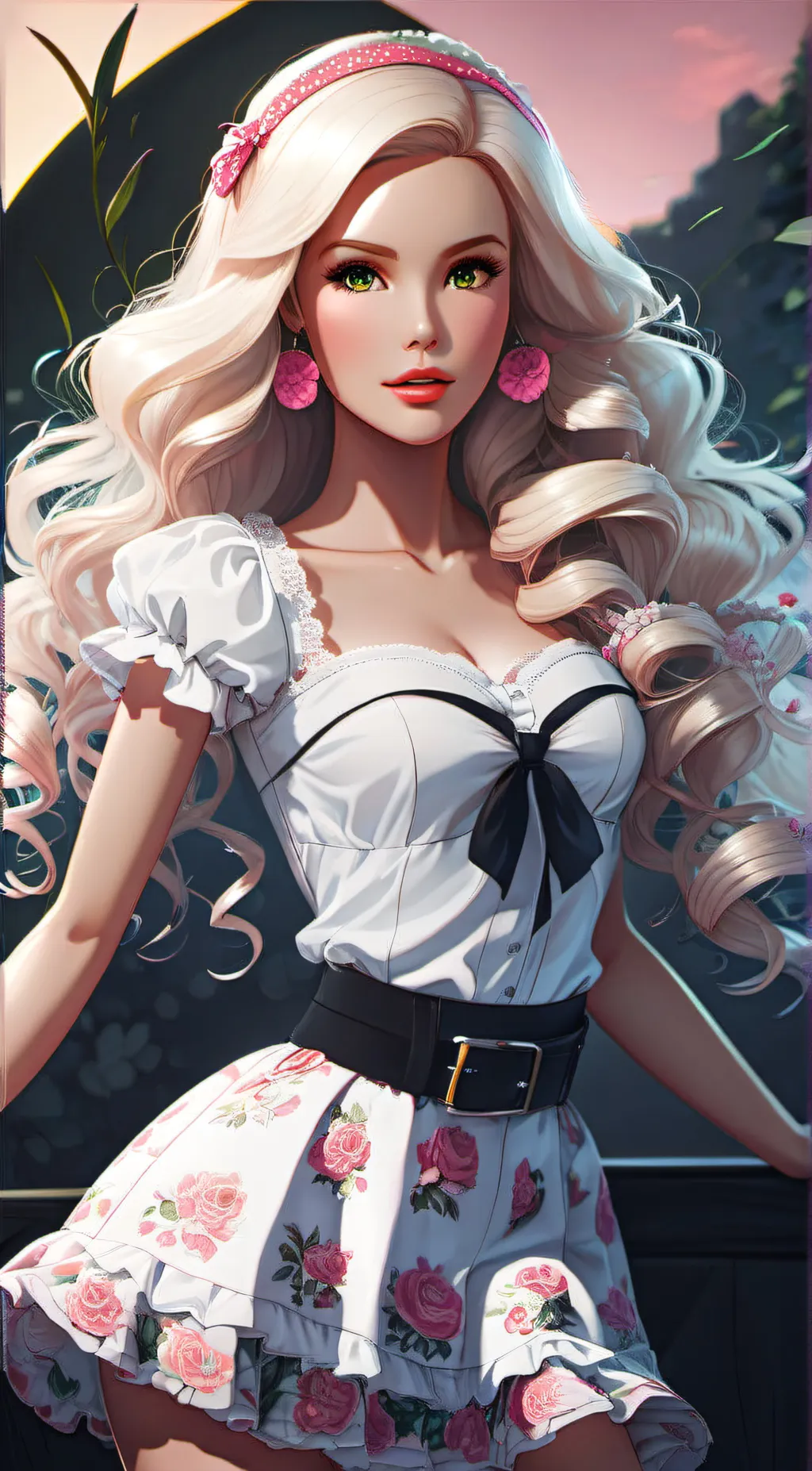 ai character: Barbie  background