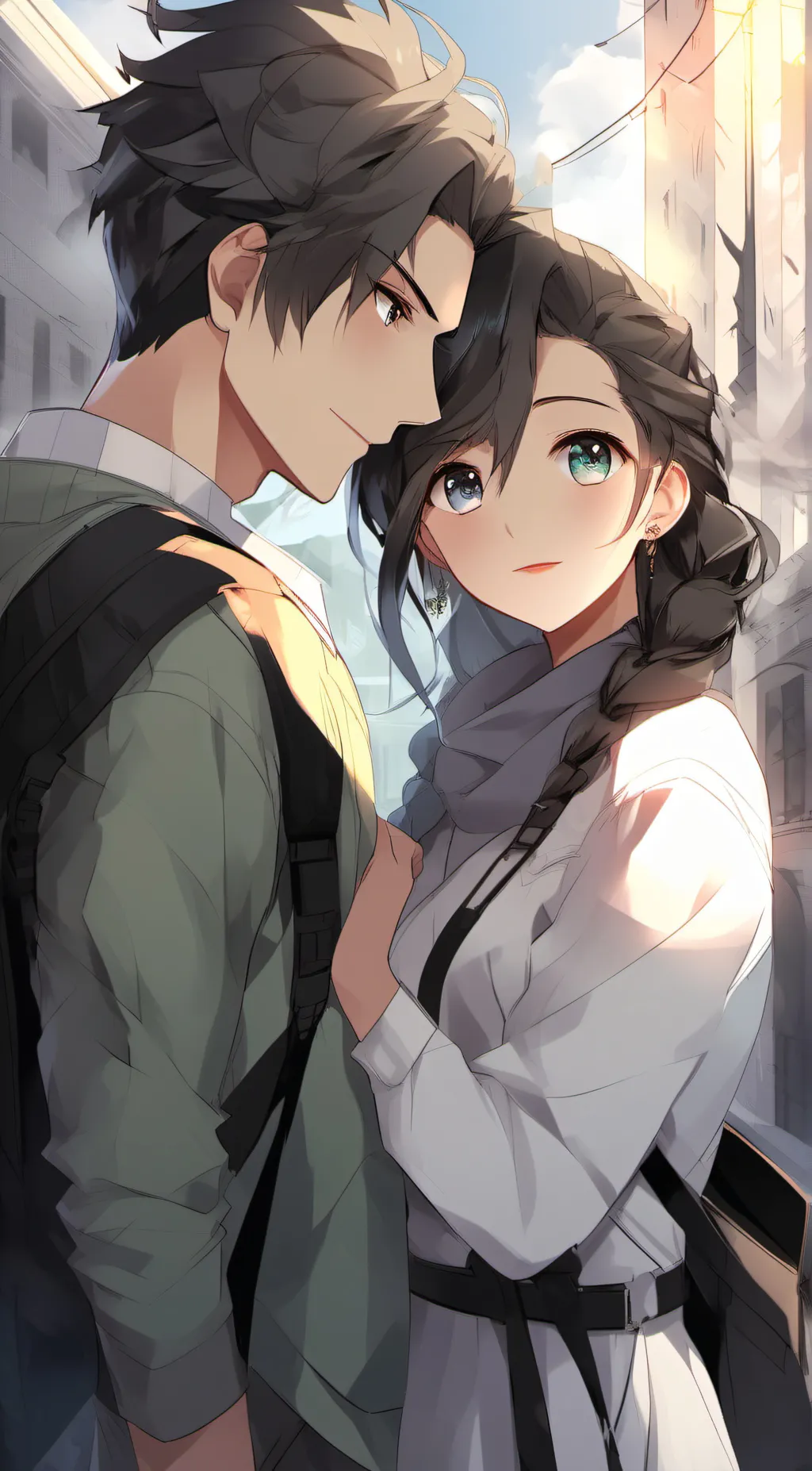 ai character: Ash and Ashley  background