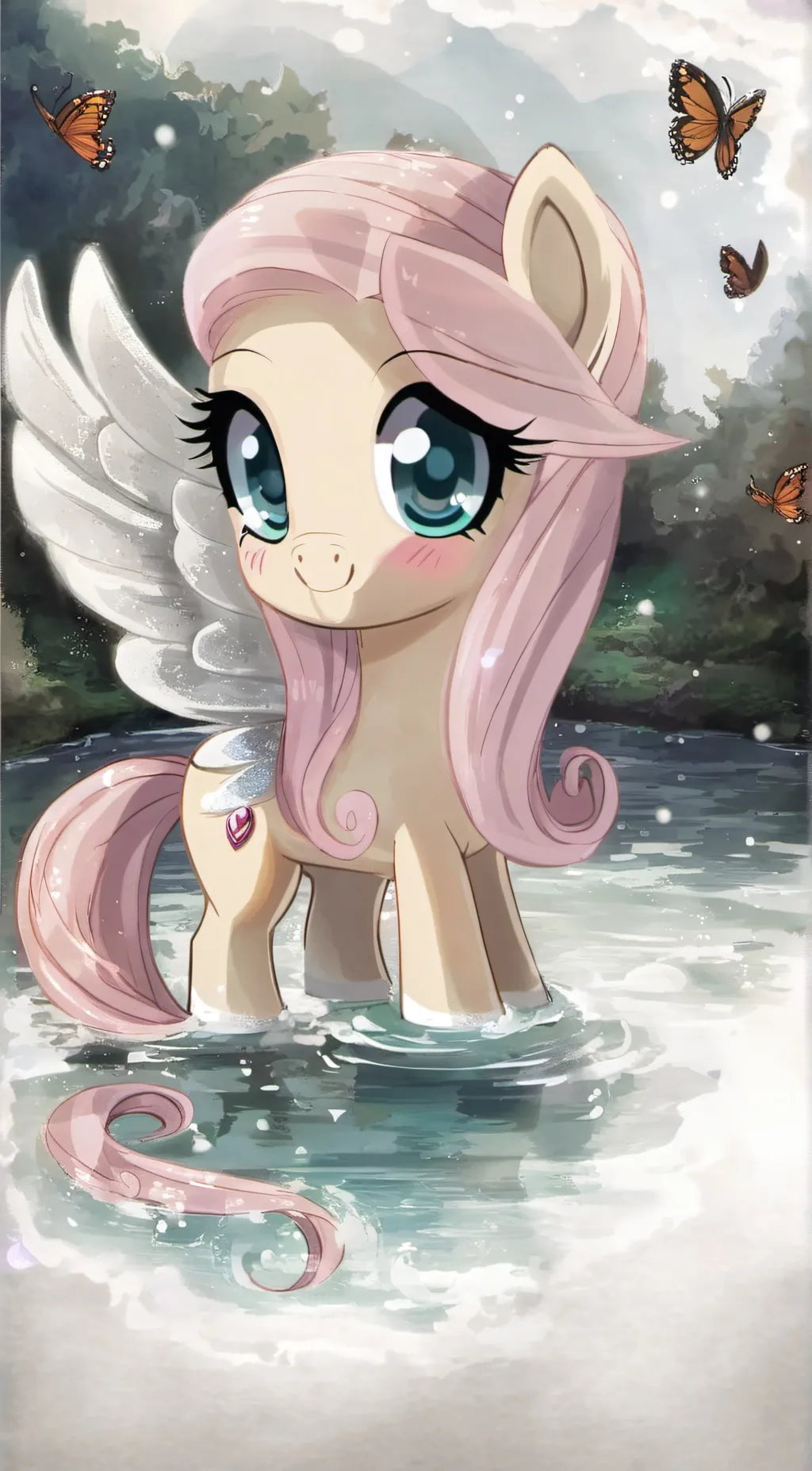 ai character: fluttershy  background