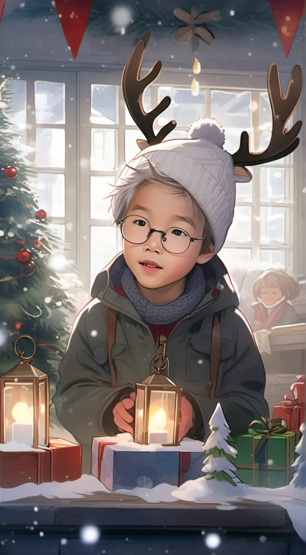 ai character: Little reindeer  background