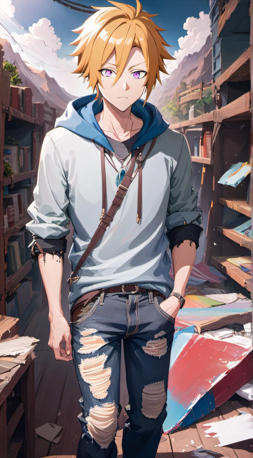 ai character: Gray background