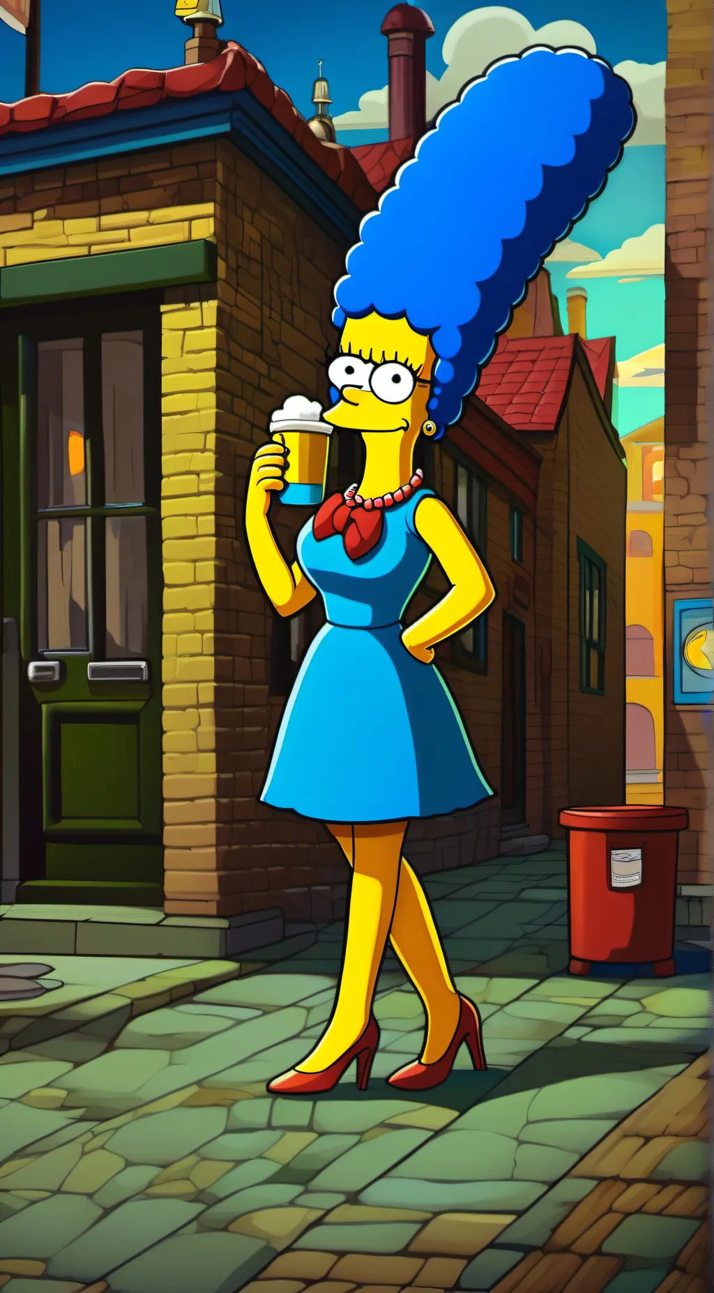 ai character: marge Simpson  background