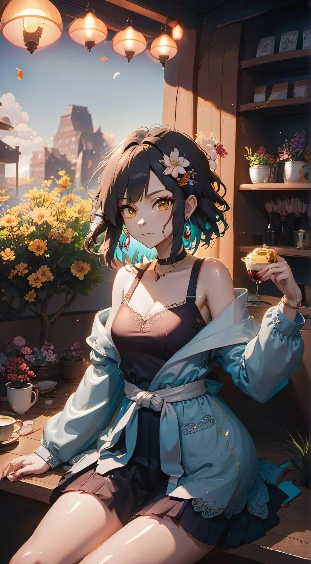 ai character: Violet background