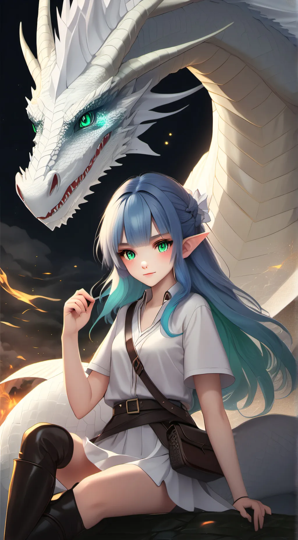 ai character: Moon/Emerald background