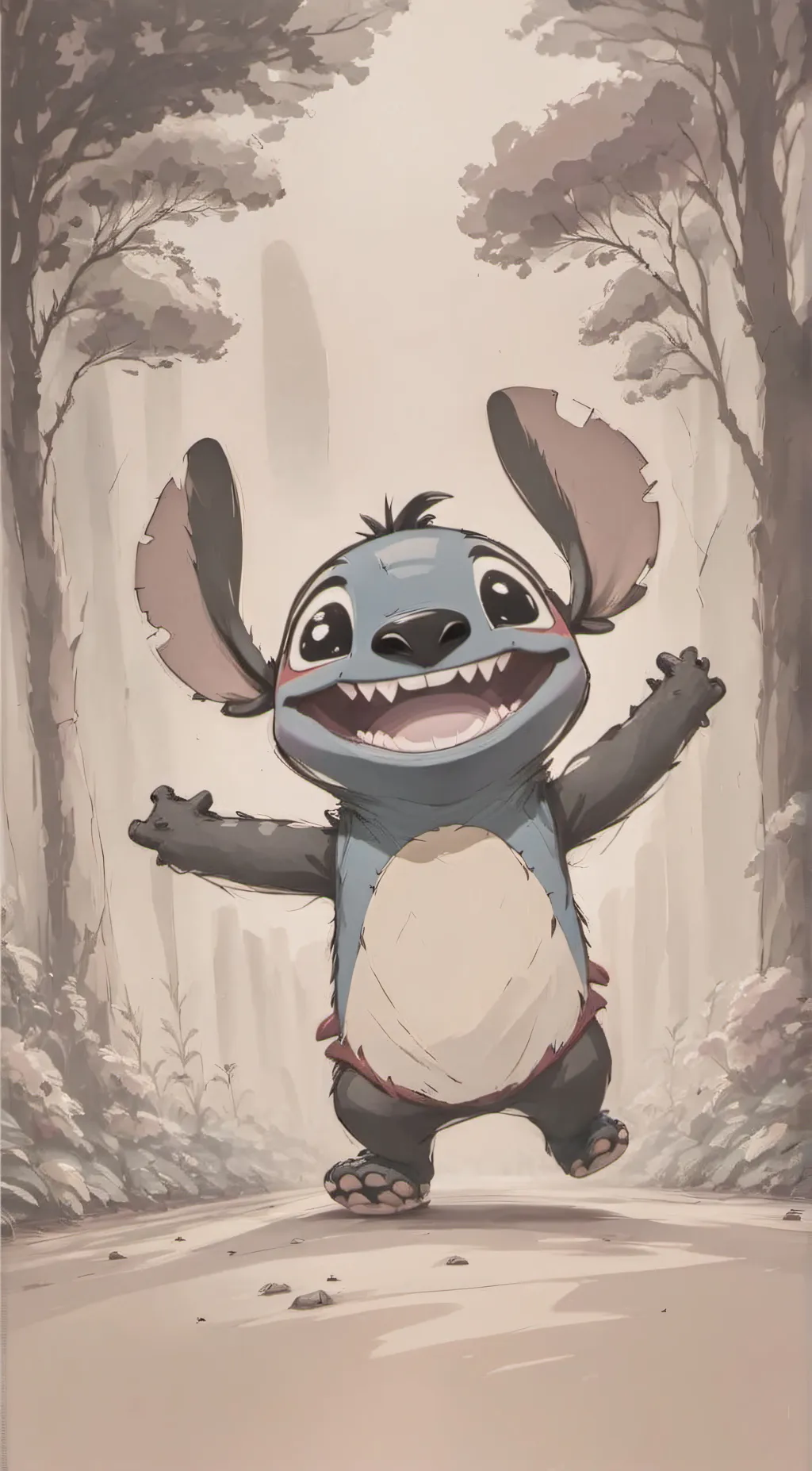 ai character: stitch  background
