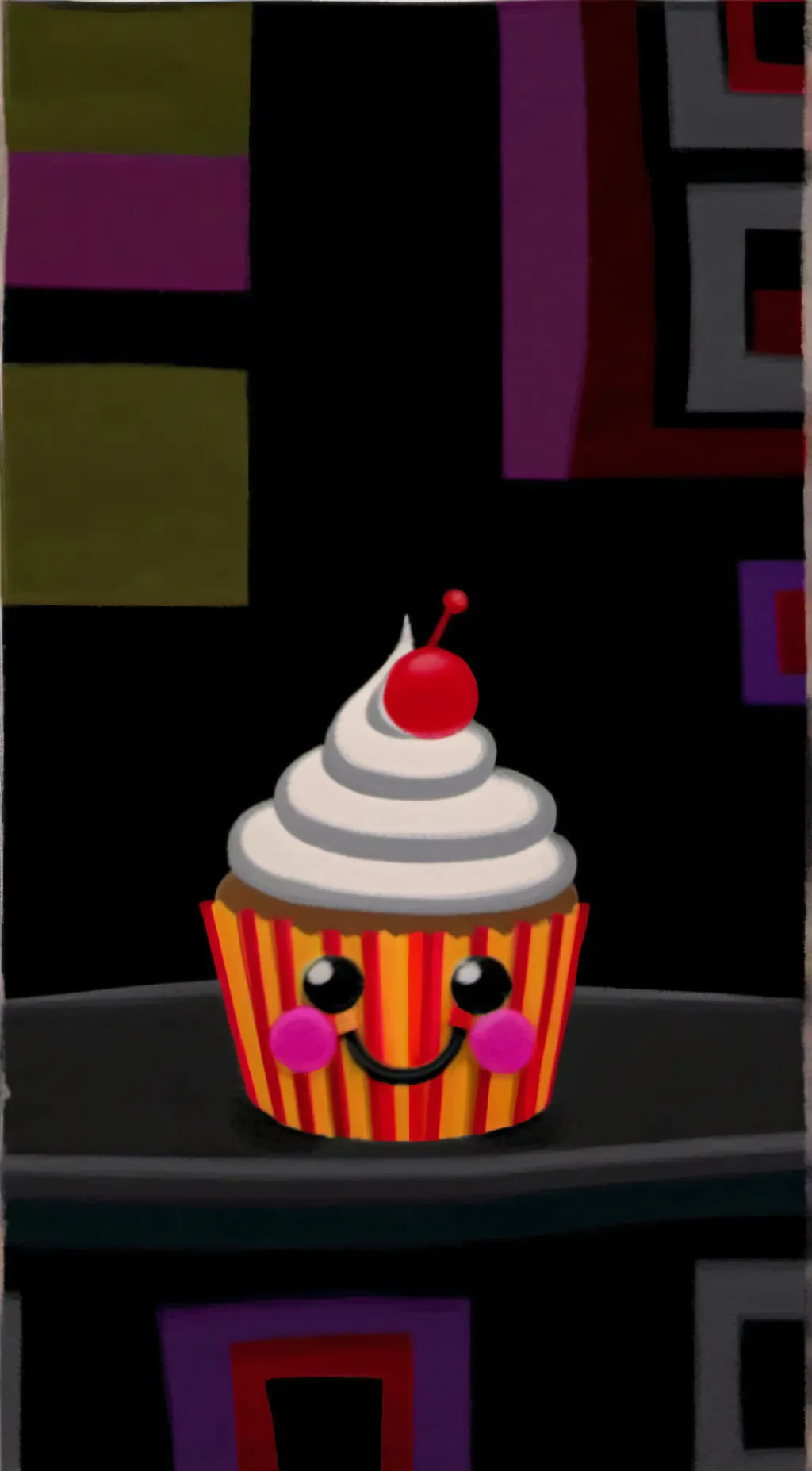 ai character: toy cupcake background