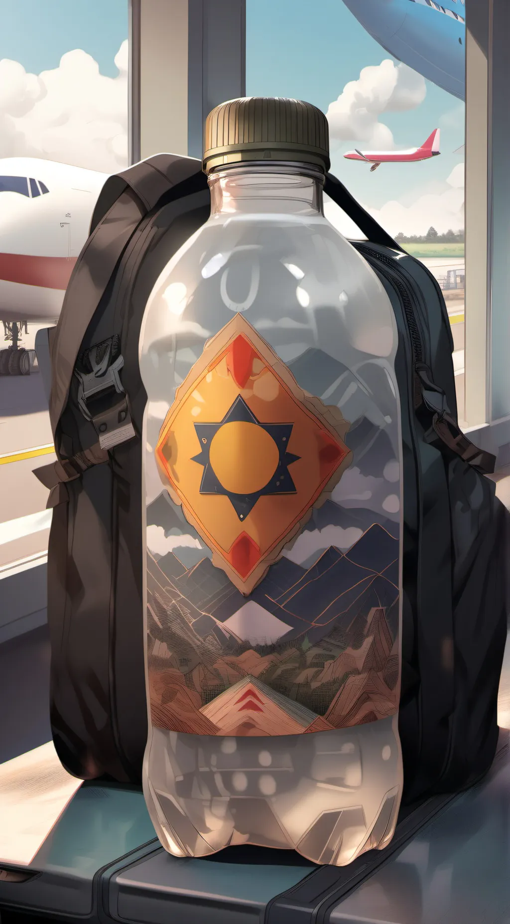 ai character: Water bottle background