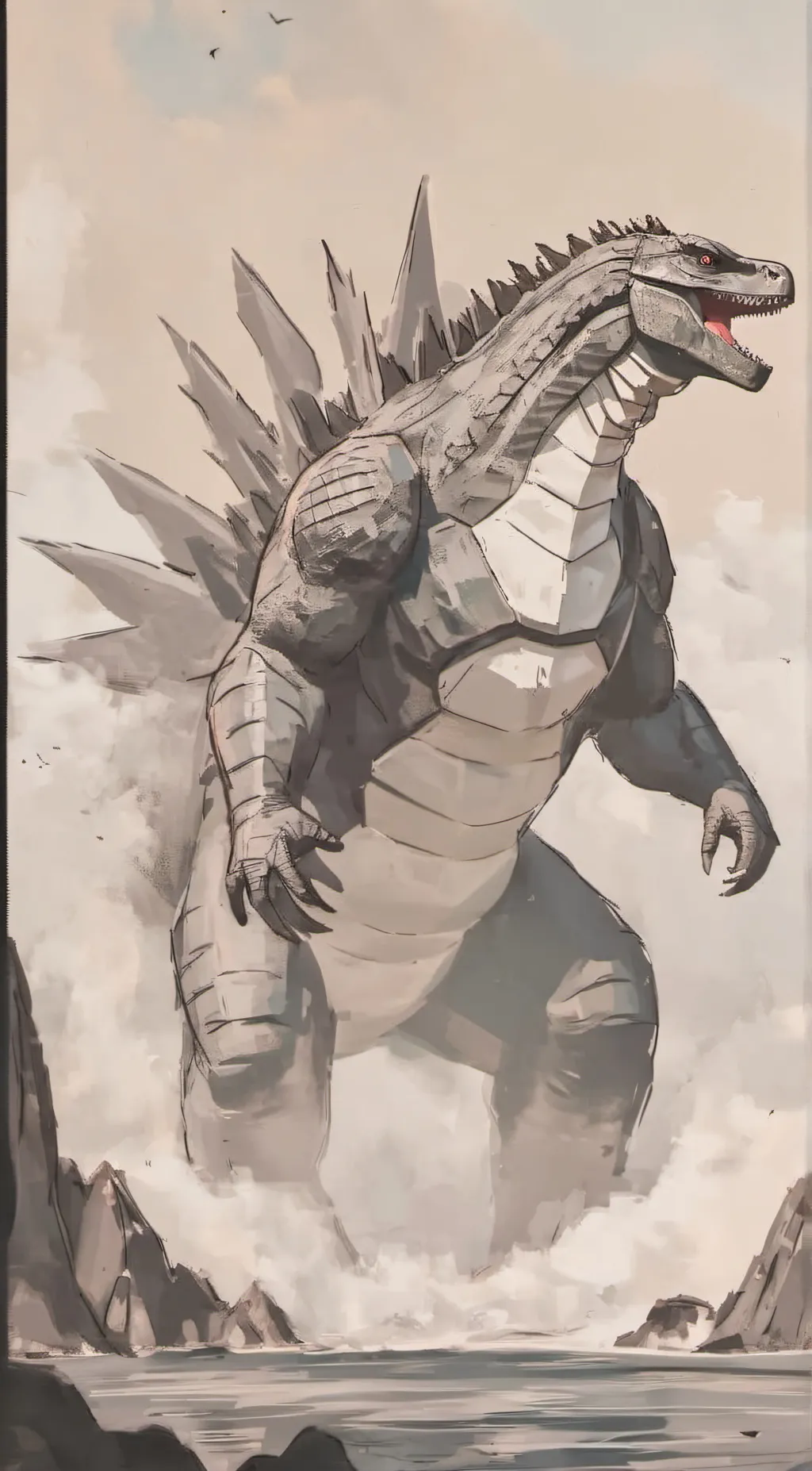 ai character: Godzilla background