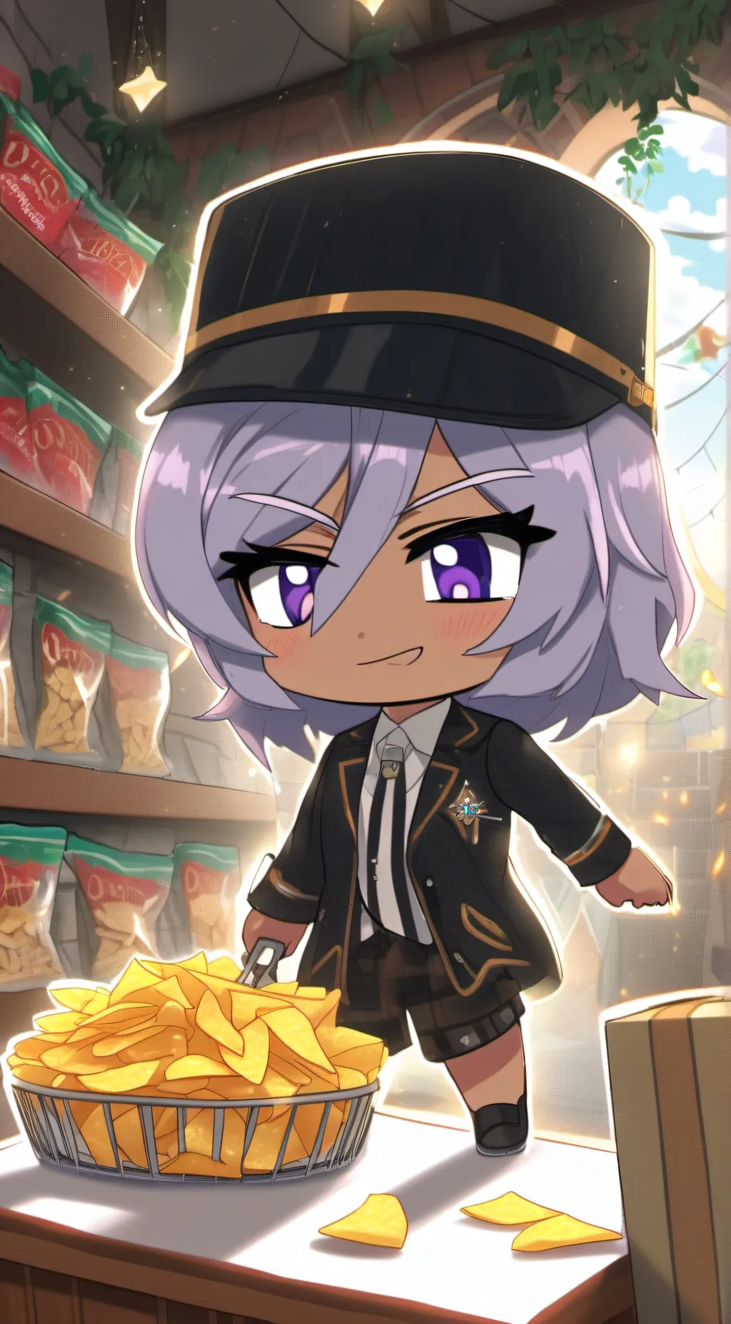 ai character: violet background