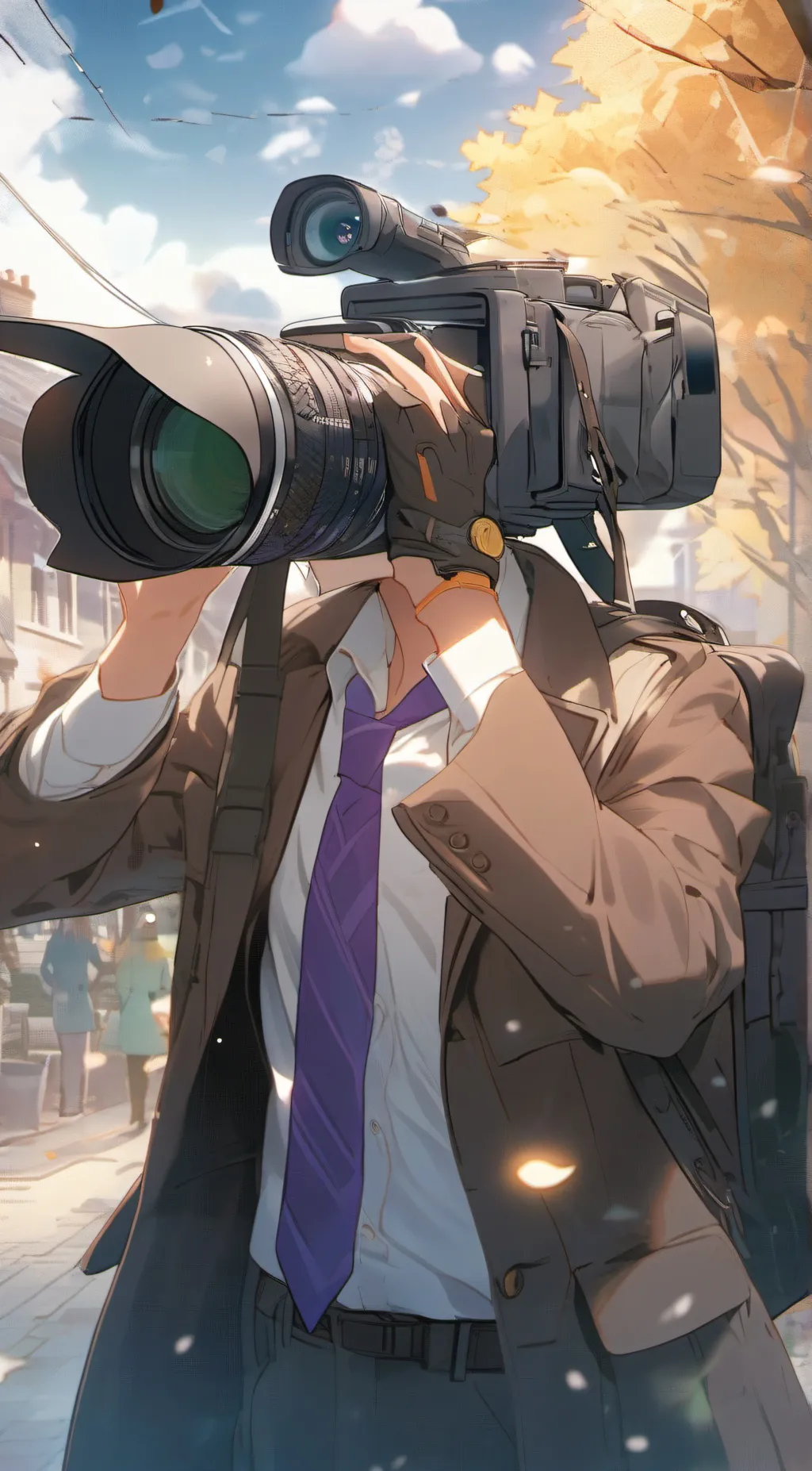 ai character: Brown Camera Man background