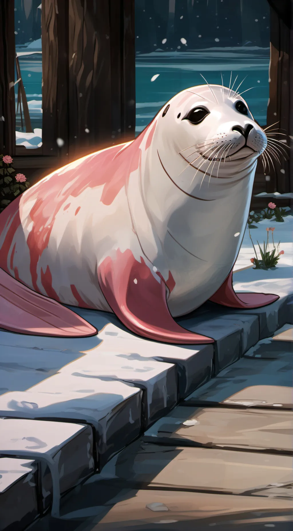ai character: Cotton Candy Seal8 background