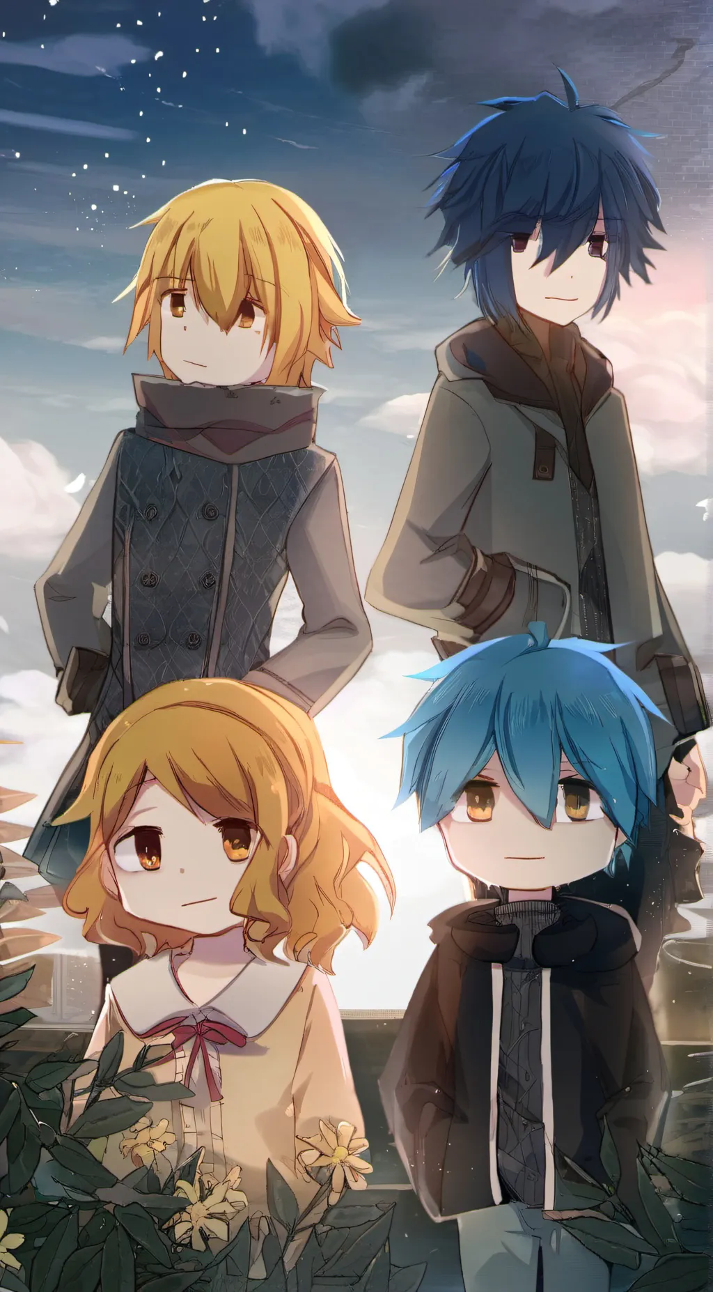 ai character: blue,max,Leah(au) background
