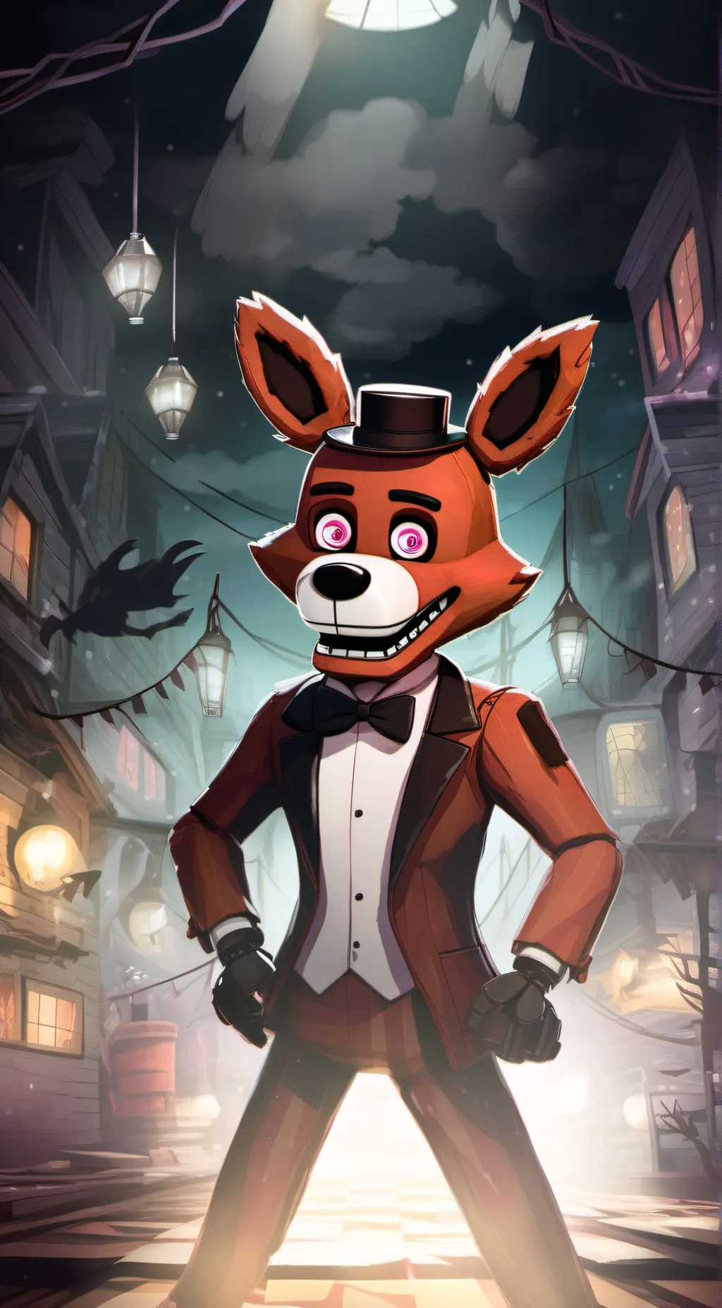 ai character: Foxy x Spring trap background