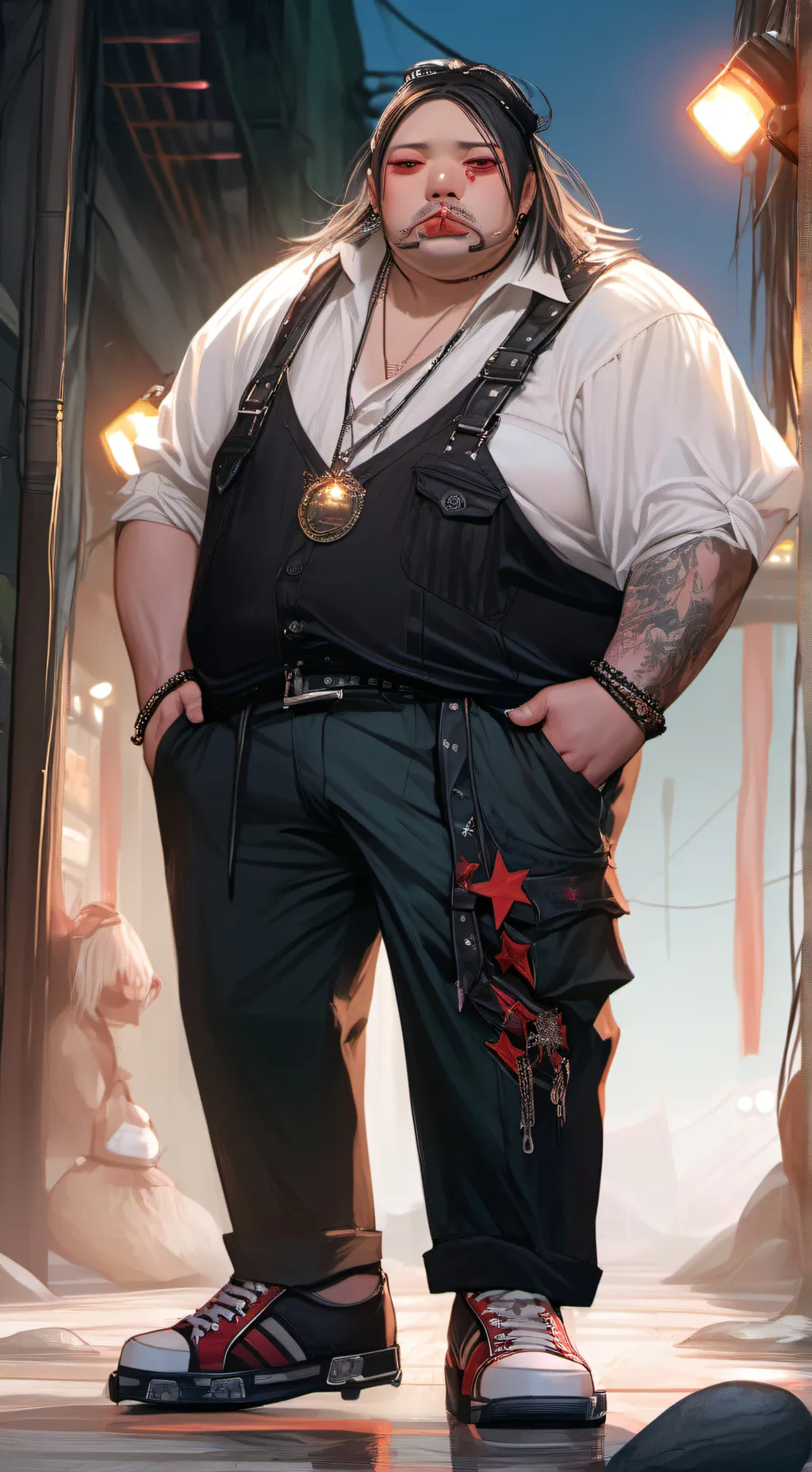 ai character: fat rockstar background