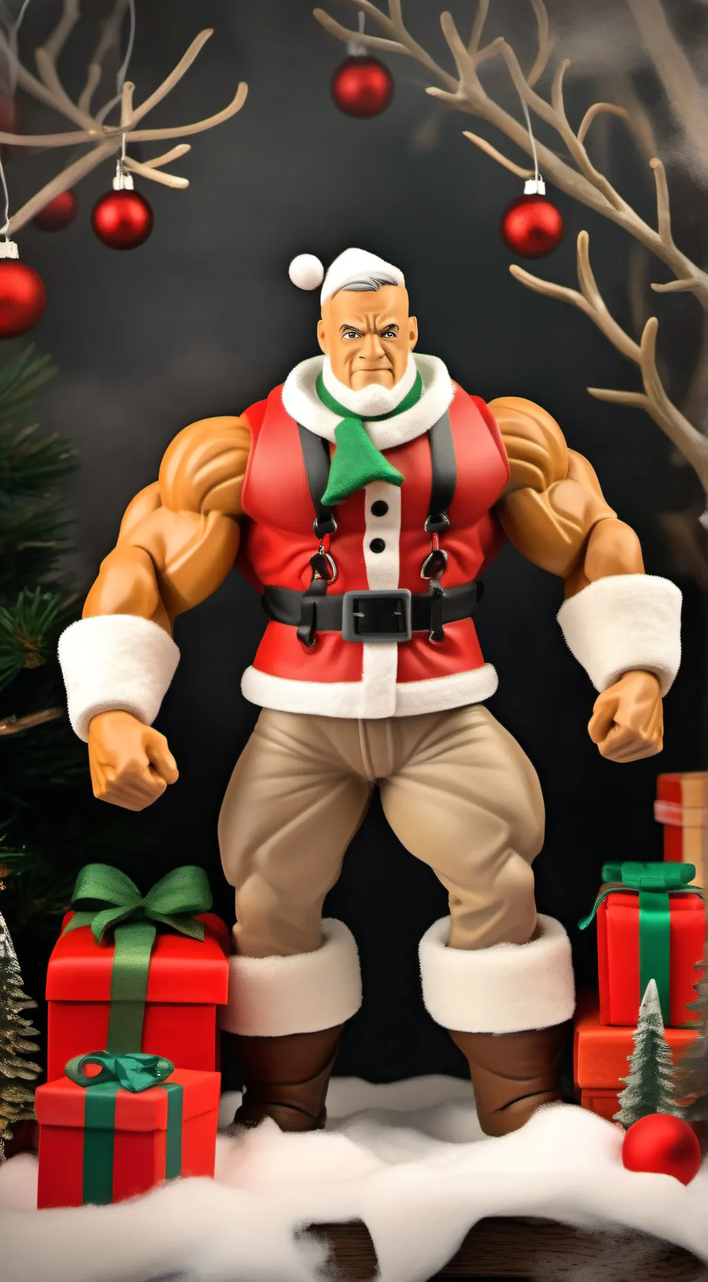 ai character: Swole Santa TM background