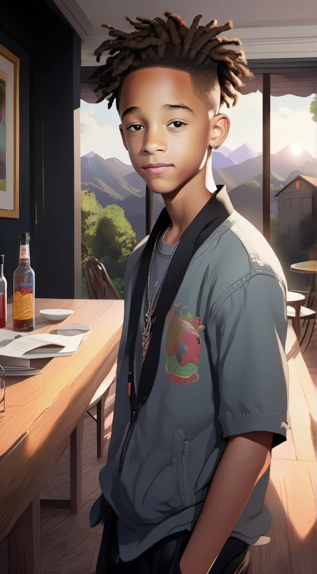 ai character: Jaden Smith  background