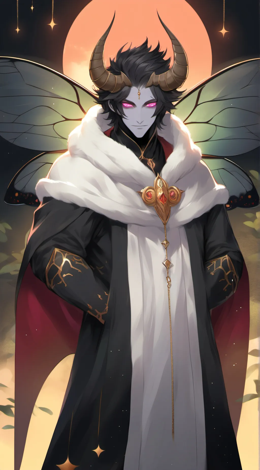 ai character: Moth prince Luna background