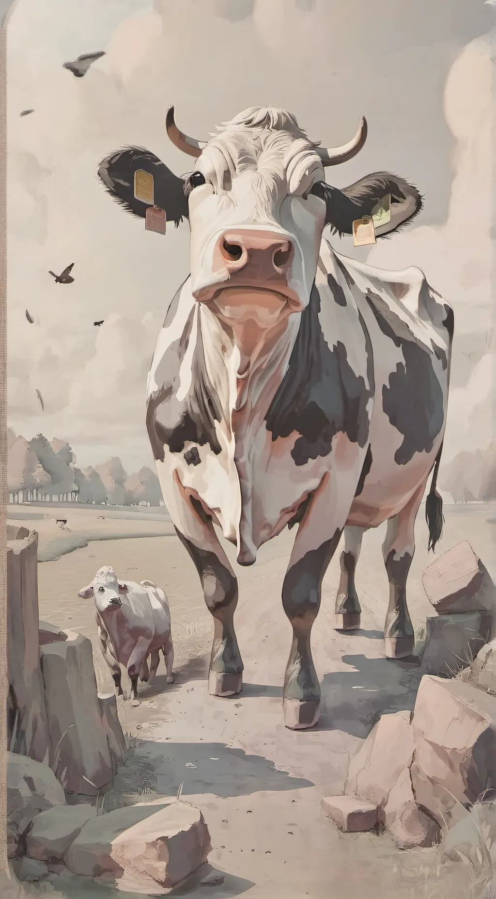 ai character: cow background