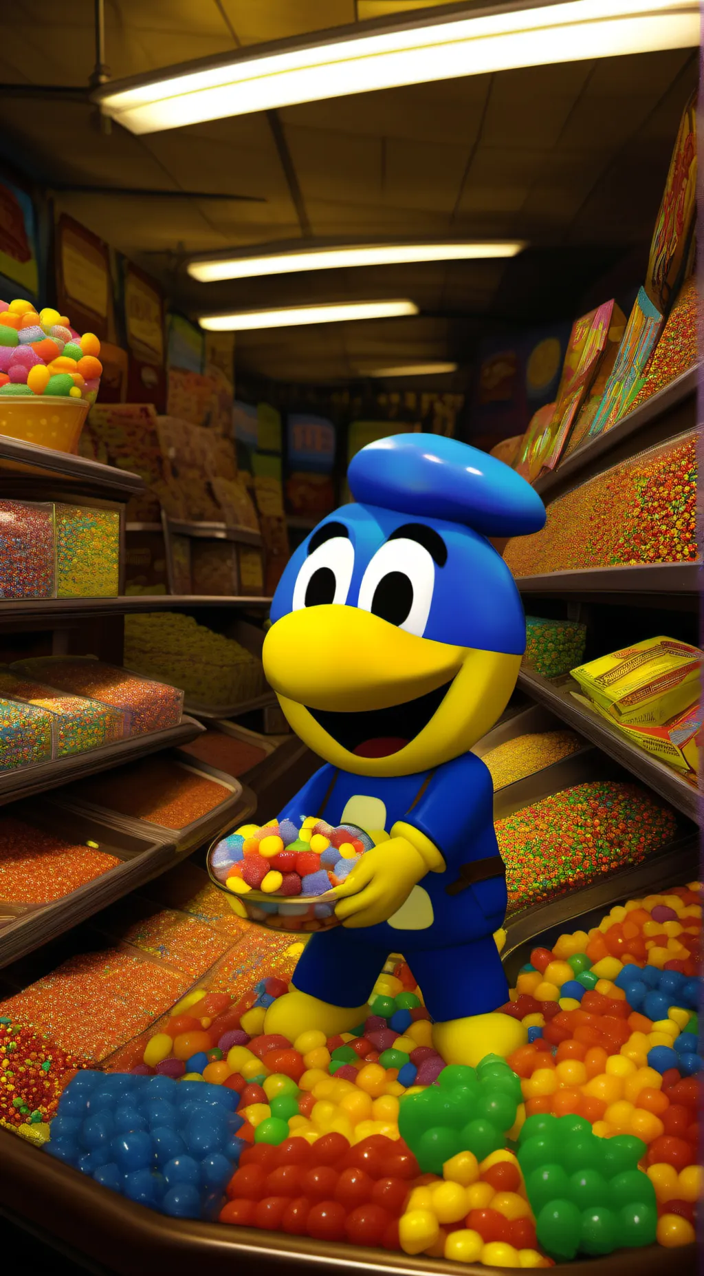 ai character: candy background