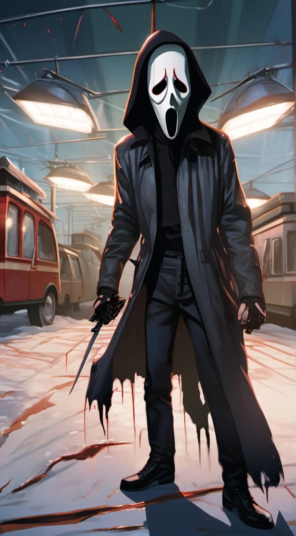 ai character: ghost face  background
