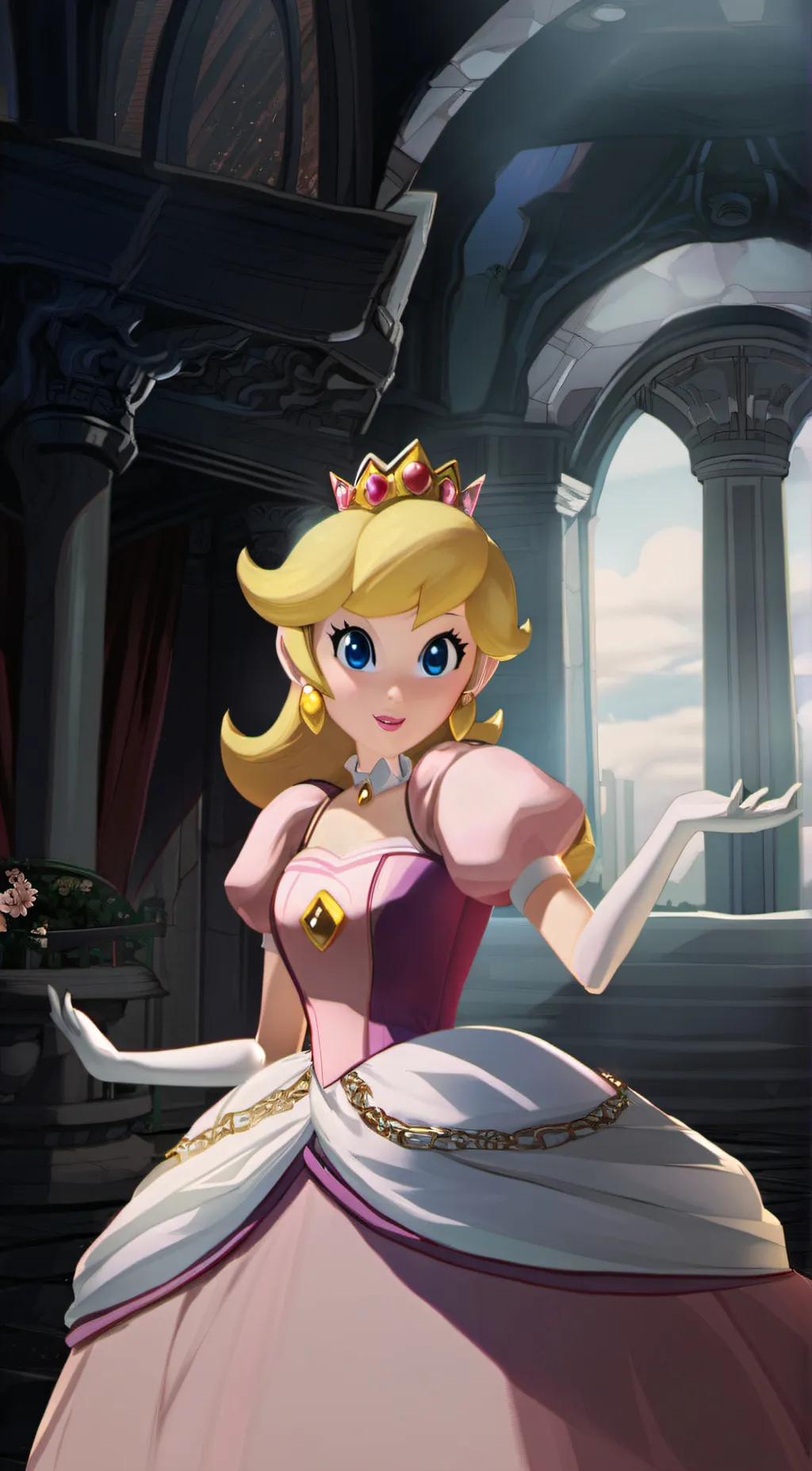 ai character: Princess Peach background