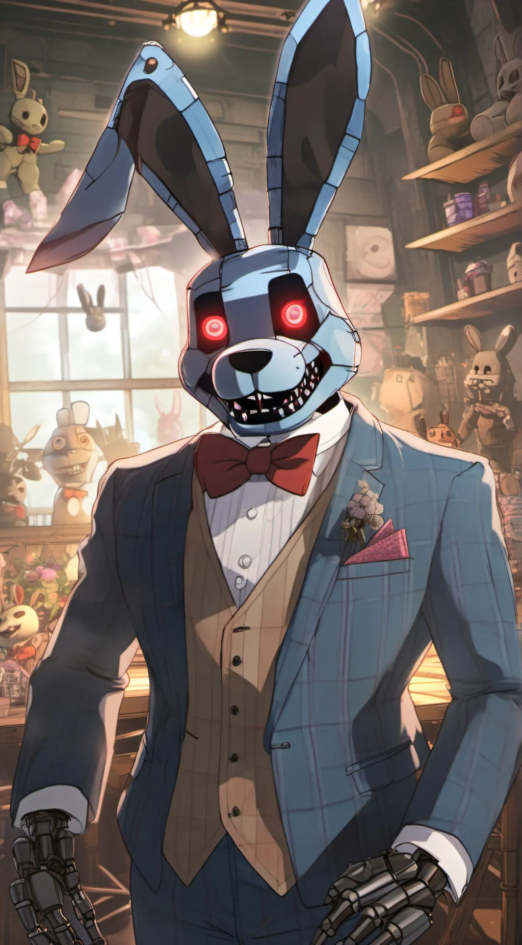 ai character: Bonnie from FNAF background