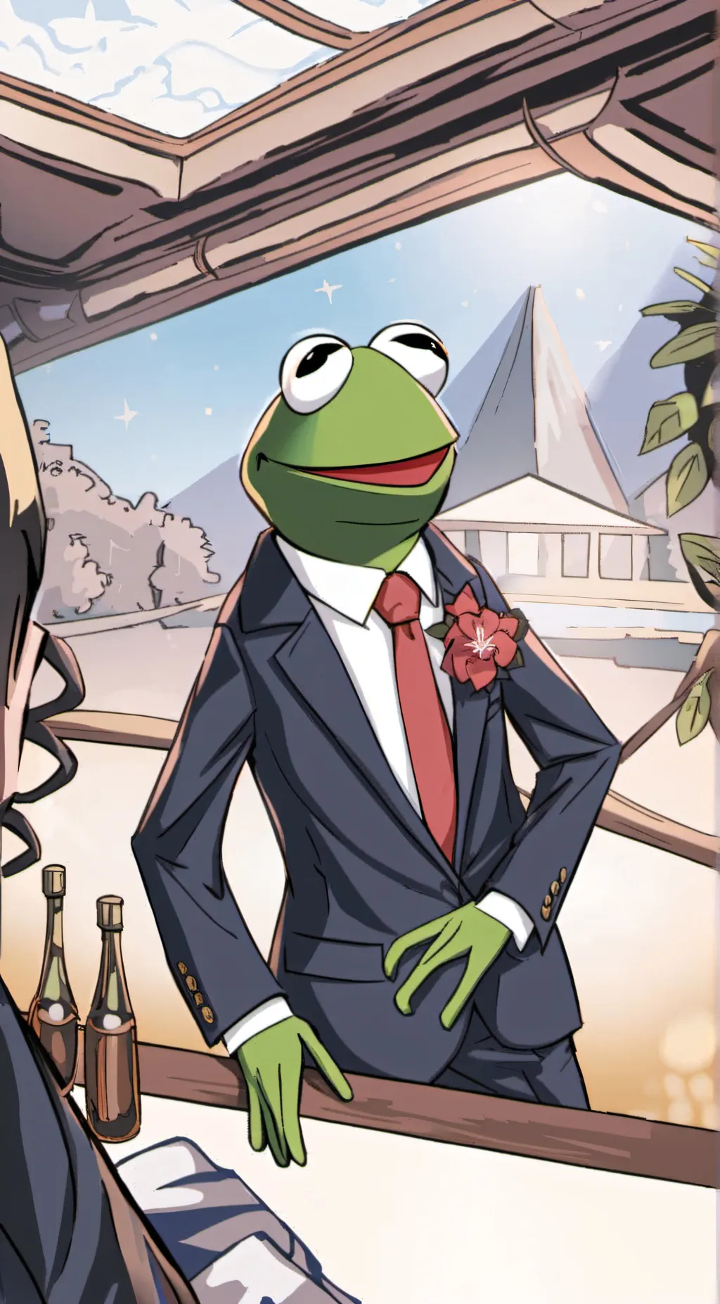 ai character: Kermit the Frog  background