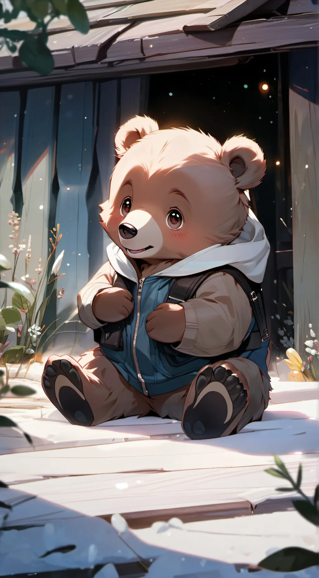 ai character: Baby Bear  background