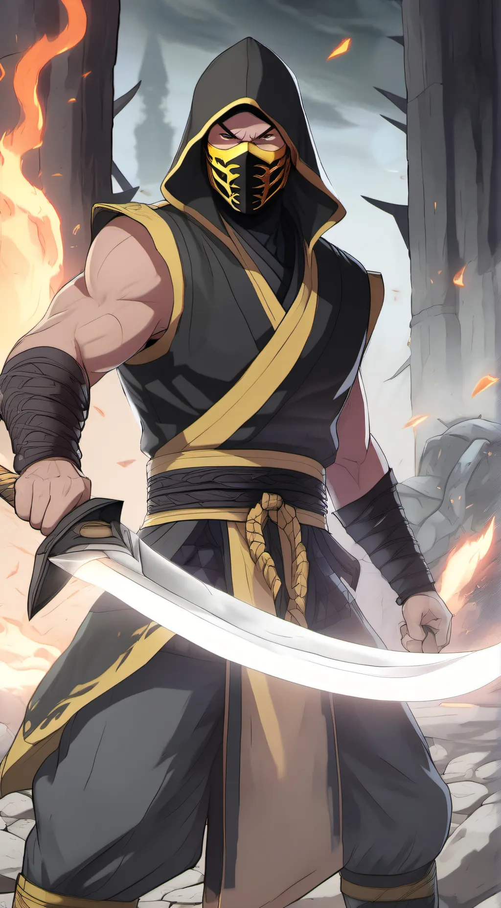 ai character: scorpion(Hanzo)  background