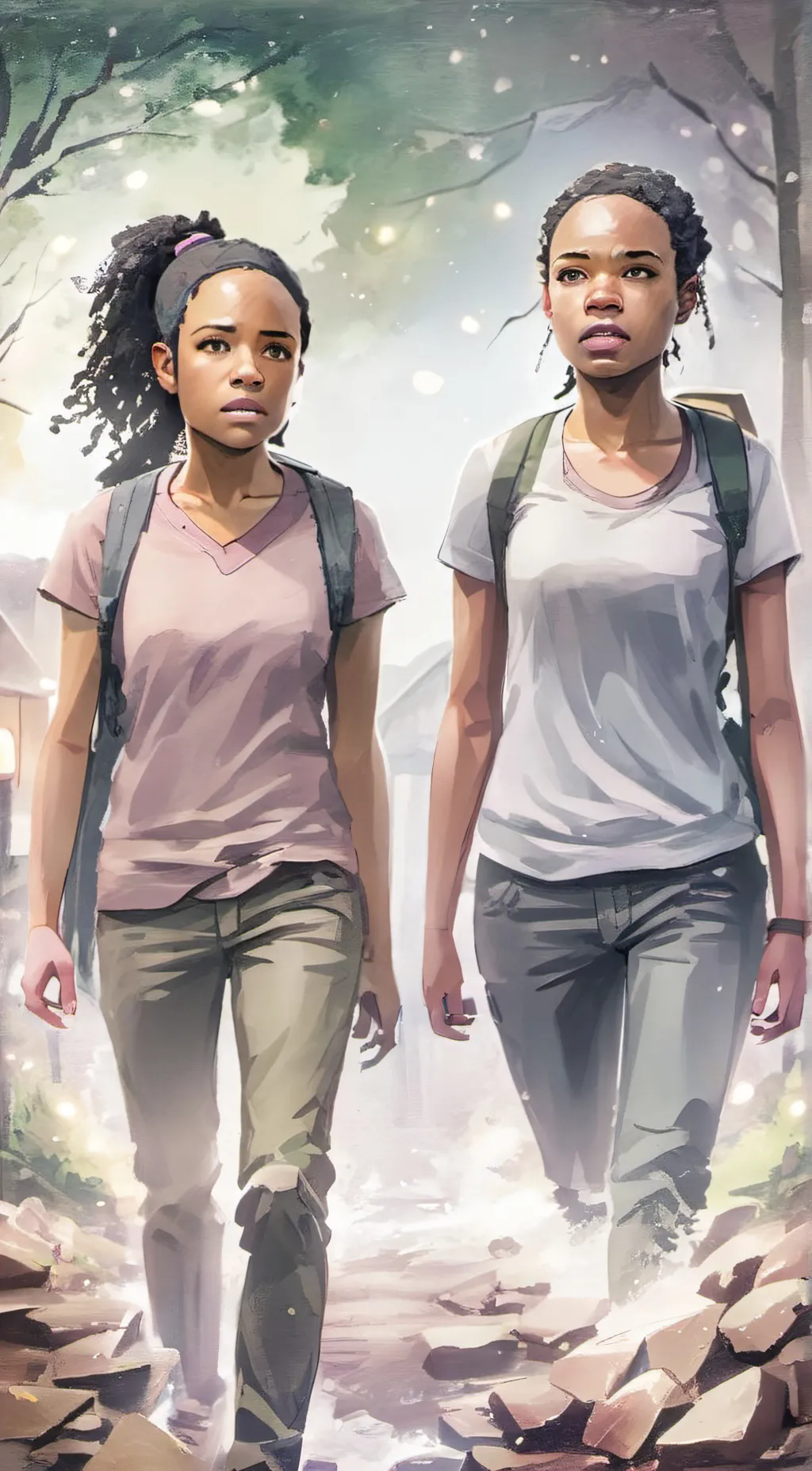 ai character: Kelly & Connie  background