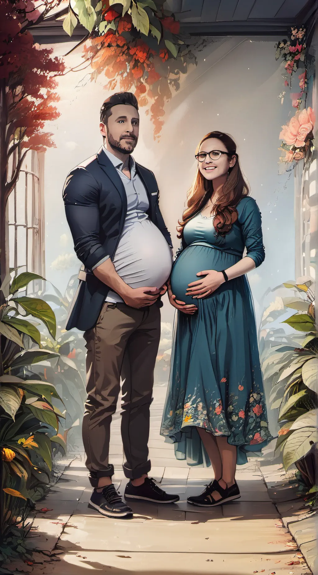 ai character: im a pregnant man background