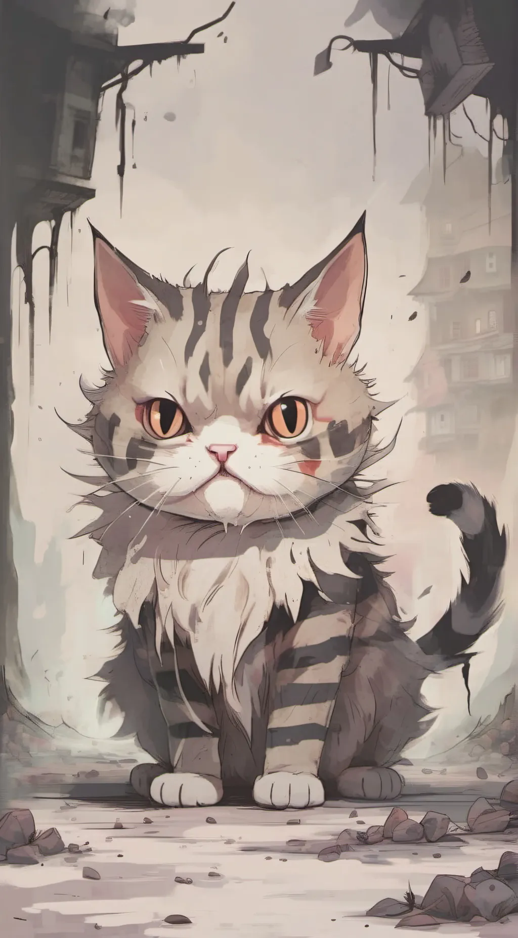 ai character: Flesh eating cat background
