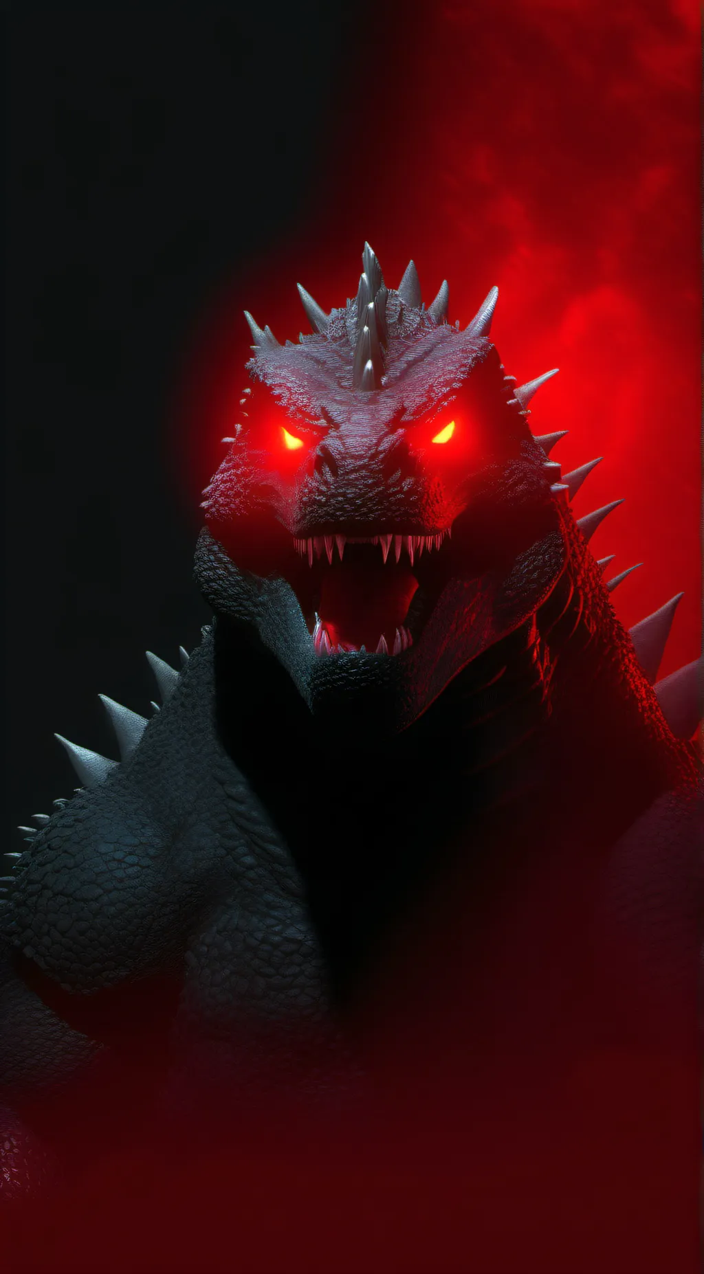 ai character: godzilla heat ray background
