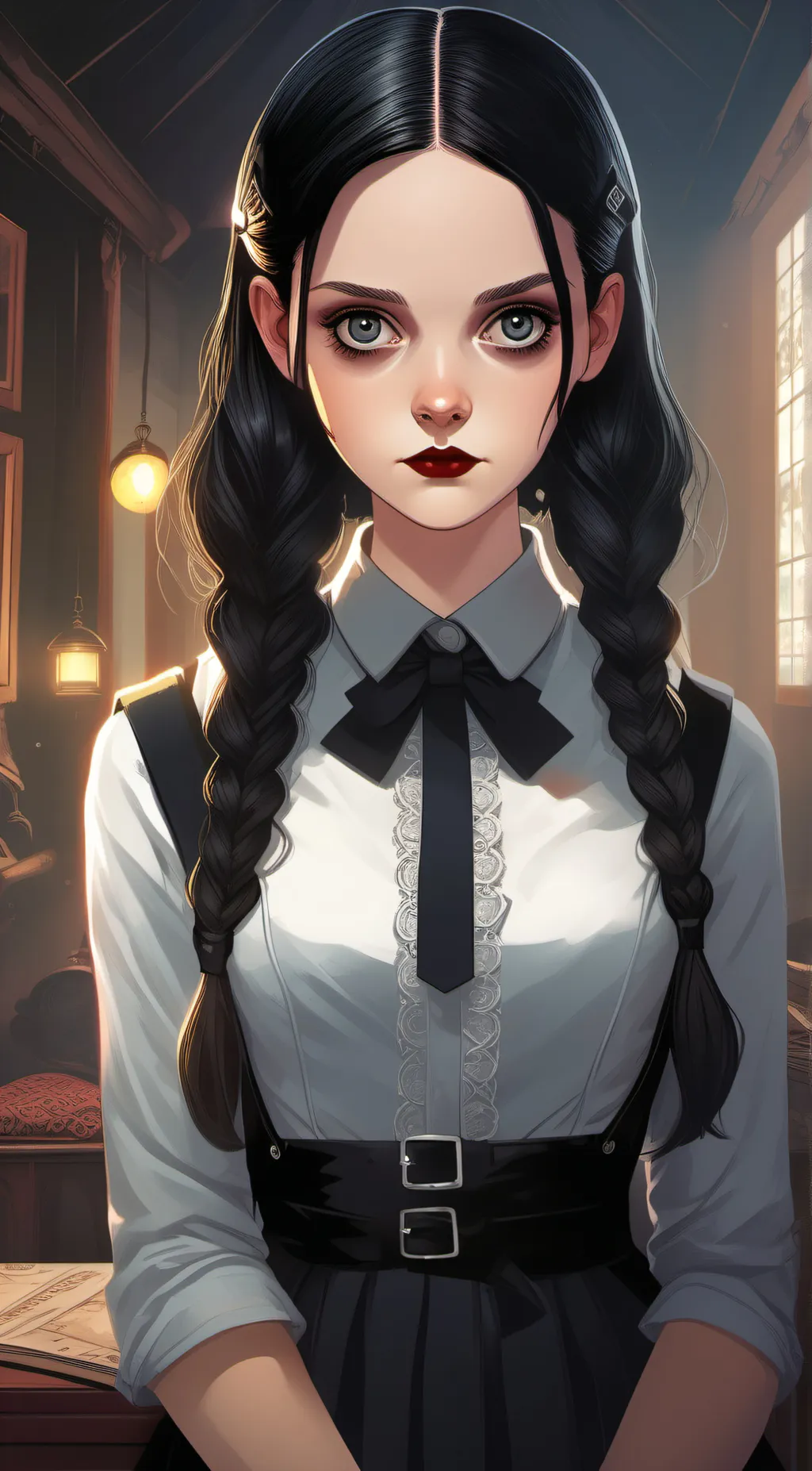 ai character: Wednesday Addams background
