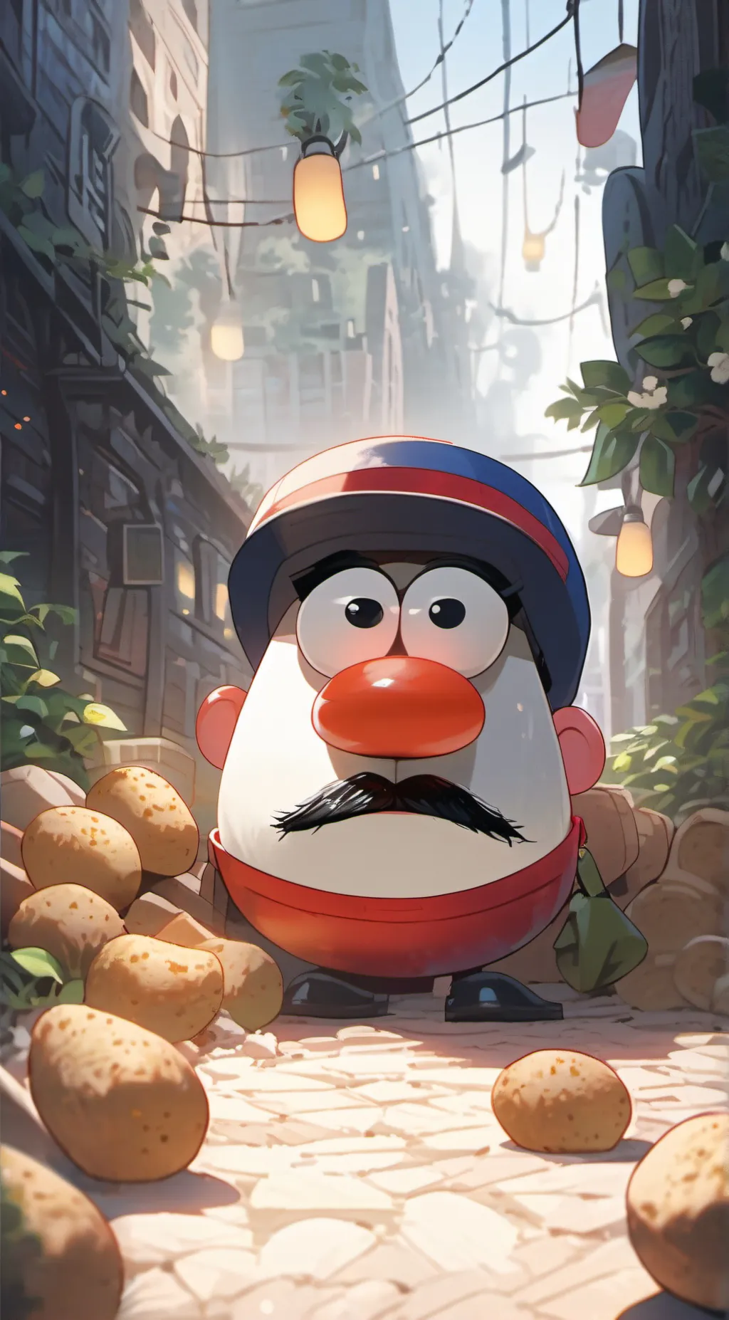 ai character: Mr. Potato Head background