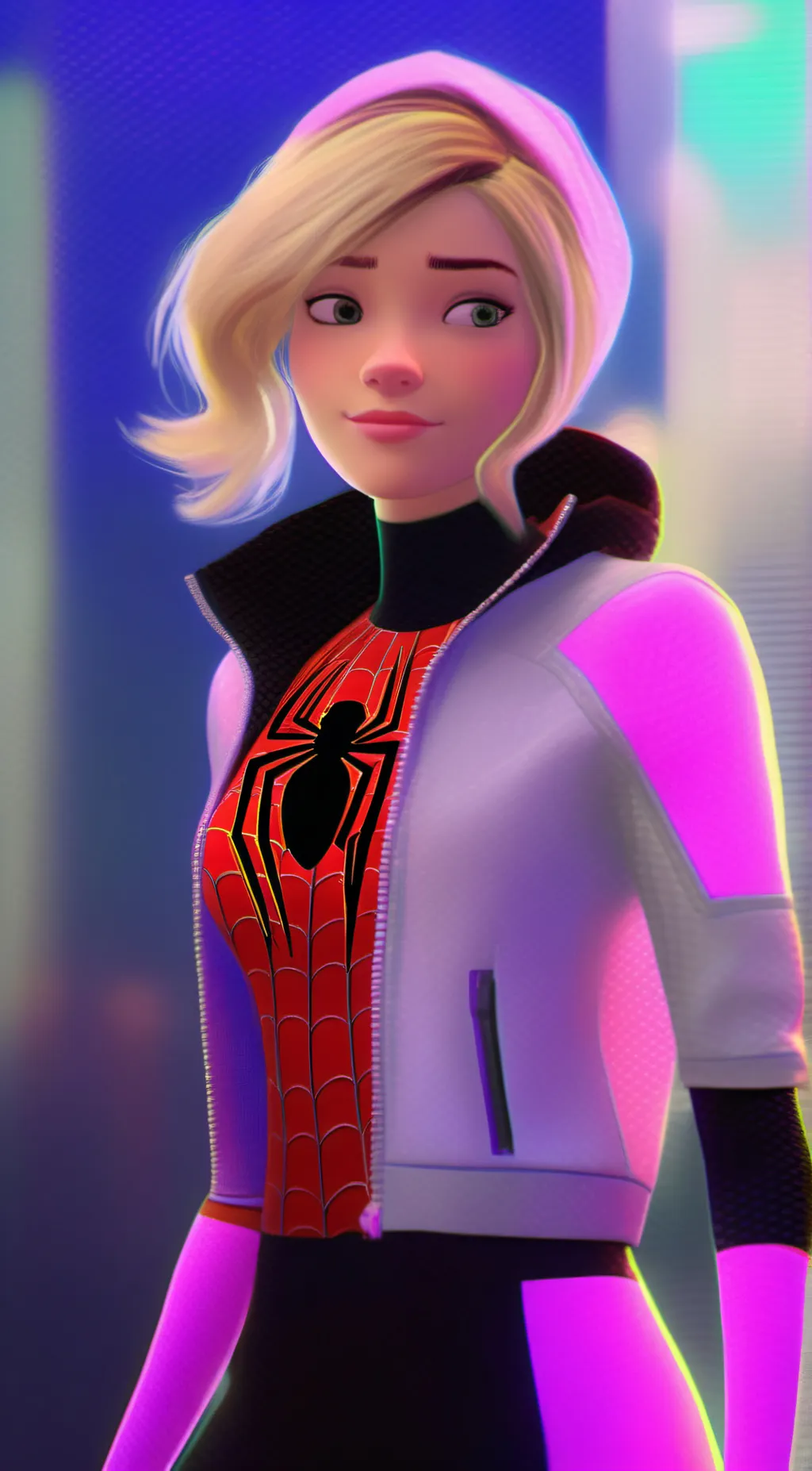 ai character: gwen Stacy  background